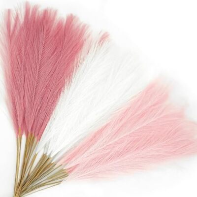 30pcs Pink Faux Pampas Grass, 21.6in Fluffy Artificial Blush & White & Pink