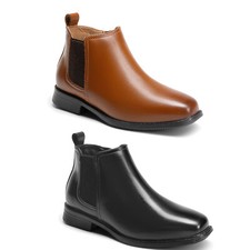 Boys Dress Shoes Chelsea Boots Side Zipper Classic Dress Boots Breathable Shoes