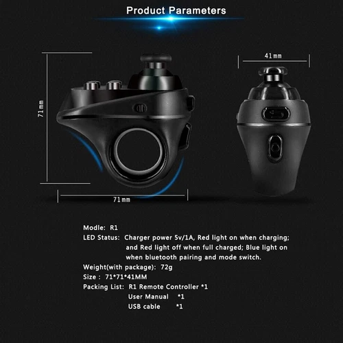 Bluetooth Mouse Controller Ring für Android iOS Handy Tablet Game Fernbedienung - Bild 2 von 9