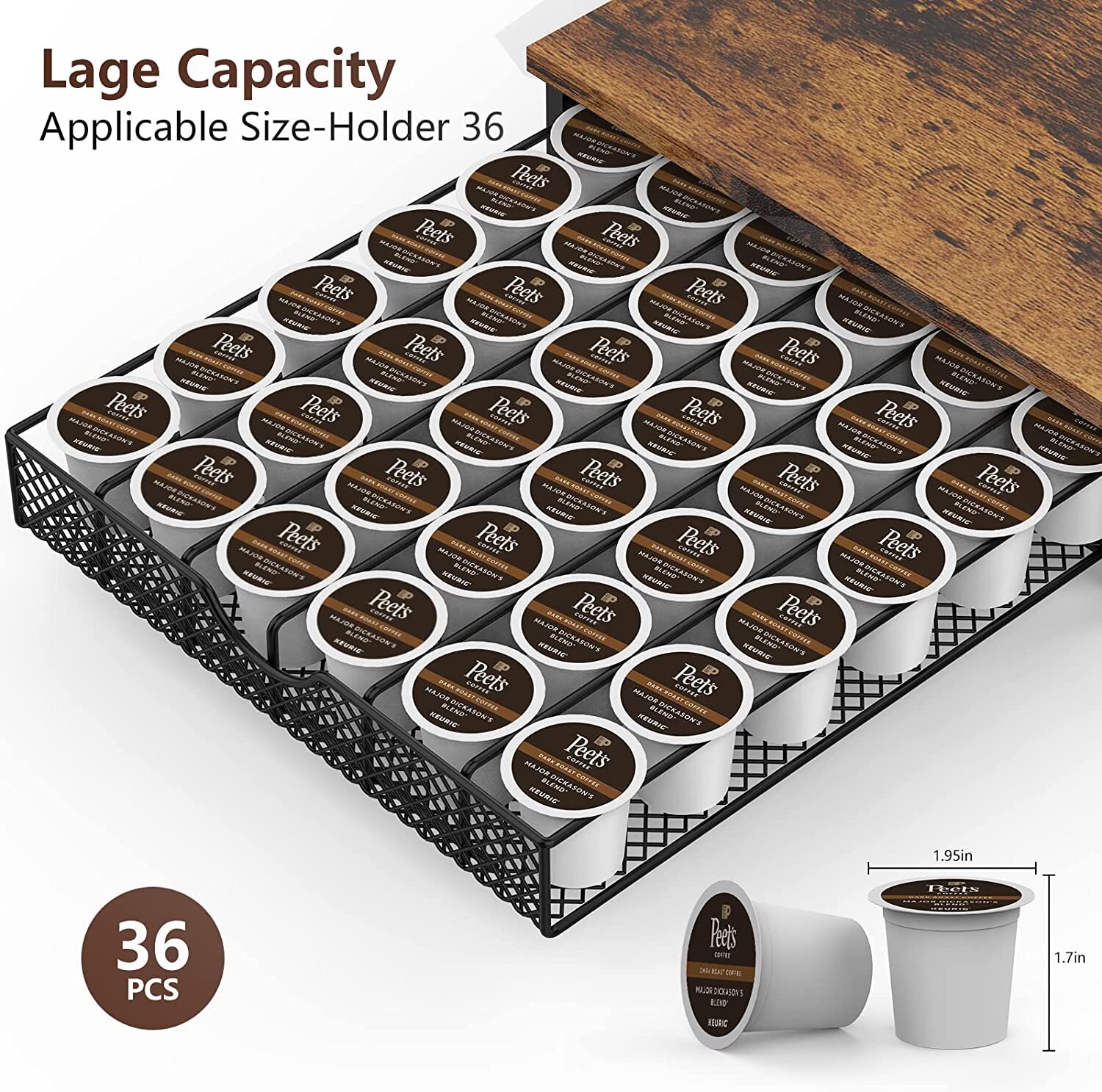 36 K Cup Sliding Under Brewer Storage Drawer KCups Holder Keurig