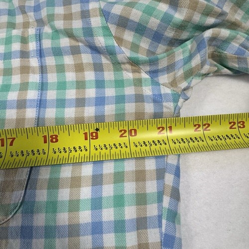 Vineyard Vines Slim Fit Tucker Shirt Men's L Blue Tan Green Plaid Brushed Cotton - Picture 6 of 6