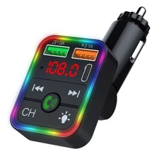Rotatable FM Transmitter Car Wireless Handsfree U Disk MP3 Player Colorful Atmos