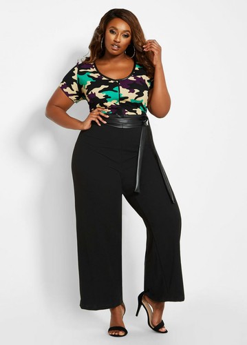 ASHLEY STEWART ZIP-FRONT CAMO PRINT 