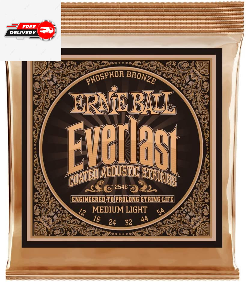 Everlast Medium Light Phosphor Bronze Acoustic Guitar Strings, 12-54