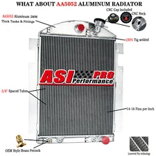 For 1937-1938 Chevy Master Truck V8 Conversion 3.5L L6 3 Row Aluminum Radiator