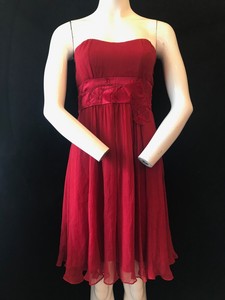 red silk party dress