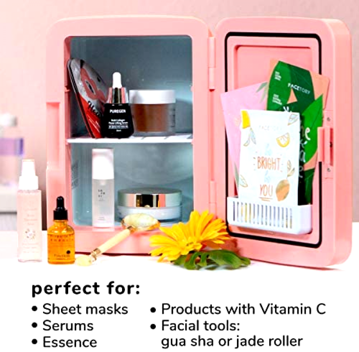 FaceTory Portable Beauty Mini Fridge Makeup Skincare Cosmetics Pink 10 Liter New 717356324833 eBay