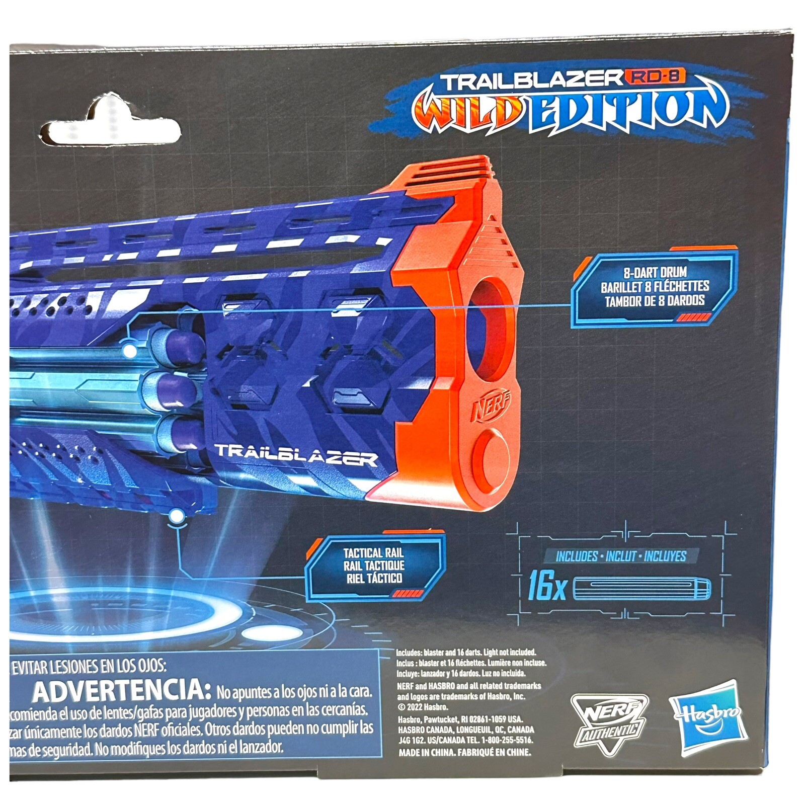 Nerf Elite 2.0 Trailblazer RD-8 Blaster, Wild Edition Color Design, 16 Nerf  Elite Darts 