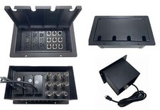 PROCRAFT JUMBO 4 HOLE LID FEED-THRU Floor Box w/ 3 AC 8 XLRF 1 XLRM