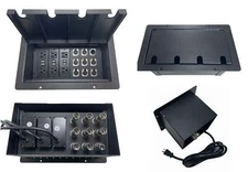 PROCRAFT JUMBO 4 HOLE LID FEED-THRU Floor Box w/ 3) AC 8) XLRF 1) XLRM