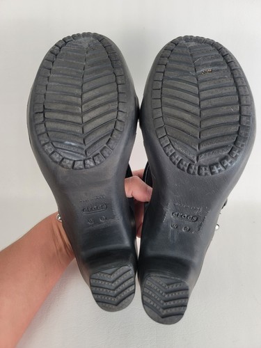 Crocs Cyprus IV Sandals Women's Size 9 Black Strappy Heel Platform Rubber Shoes - Picture 8 of 9