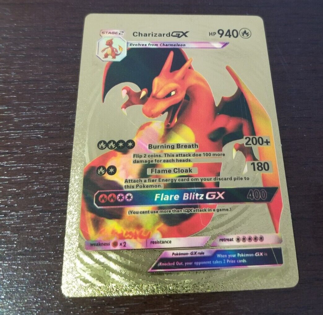 Charizard GX HP940 GOLD Foil Fan Art Display Card - LP | eBay