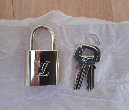 #6 Louis Vuitton PadLock Lock &2 Key Brass Shinny Silver Number 315