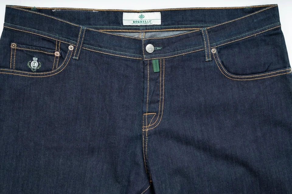 LUIGI BORRELLI синие джинсы хлопок регулярный темно стирка подходит джинсовой ткани коллекции 42 EU 58 - Изображение 2 из 4