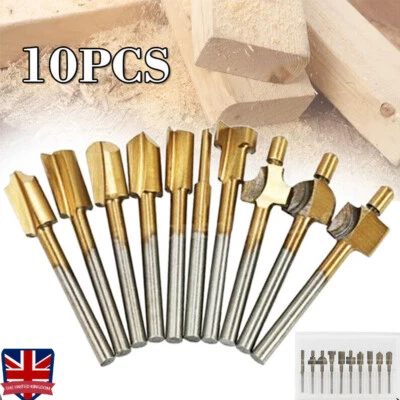 QNGENET 3MM Titanium Mini Hss Router Bits Trimmer Shank For Dremel Rotary Tool 10Pcs/set