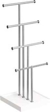 Amazon Basics Four-Tier Jewelry Tree Stand - White / Nickel - Elegant Organizer