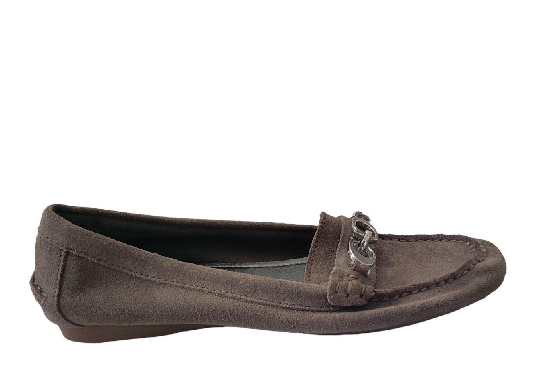 Coach Fortunata Grey Suede Leather Loafer Women Slip on Moccasin - Main Image