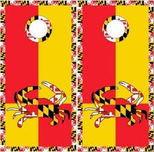 Maryland Flag Crab 2 LAMINATED Cornhole Wrap Bag Toss Skin Decal Sticker