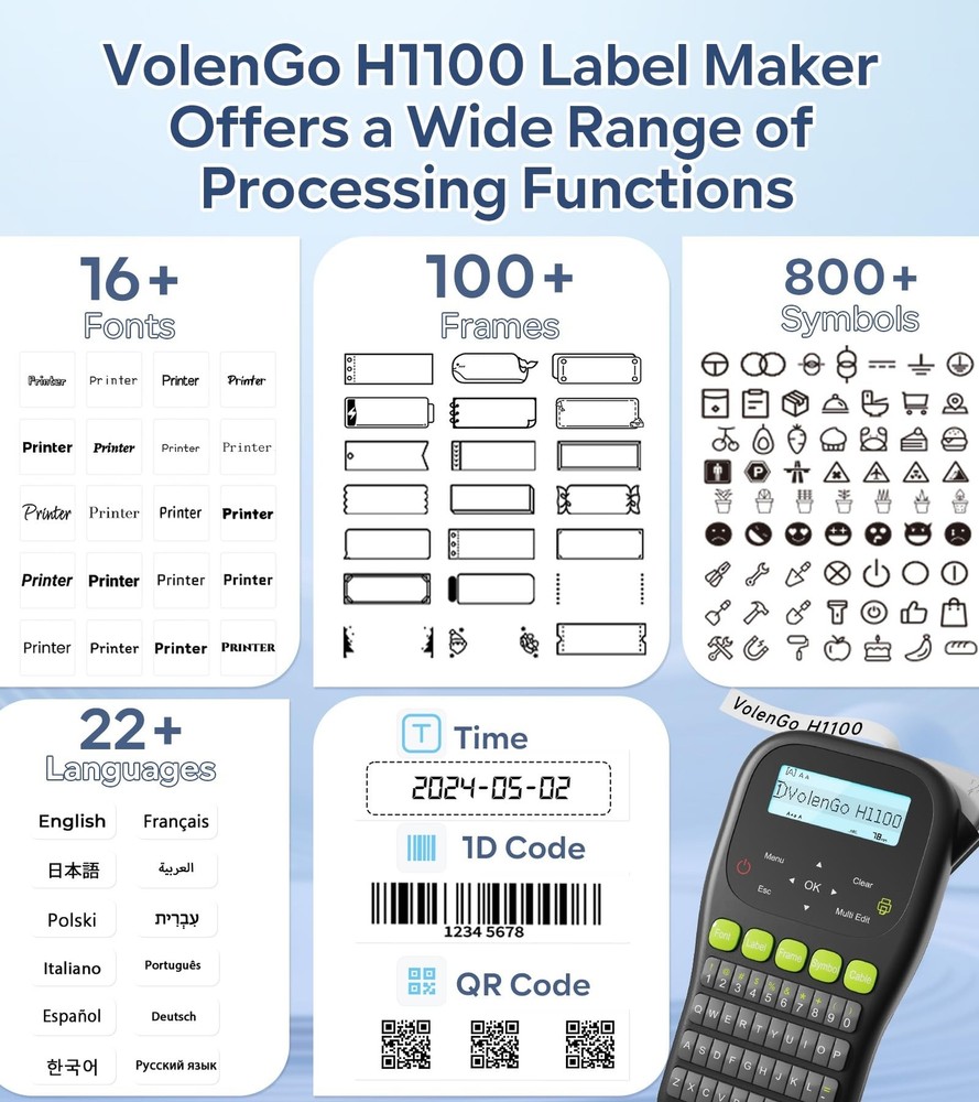Portable PTouch Label Maker with Waterproof Tape for Home & Office Organization