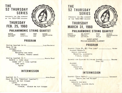 2 VTG 1960 WILKES BARRE PA PHILHARMONIC STRING QUARTET PROGRAMS! JCC WYOMING VAL