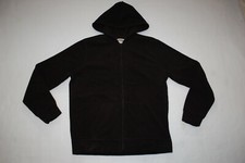 Mens BLACK FLEECE JACKET Hooded ZIP FRONT HOODIE Two Pockets SIZE M 38-40