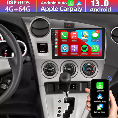 9'' CarPlay Android13 Car Radio Stereo GPS Head Unit For Toyota Matrix 2009-2014