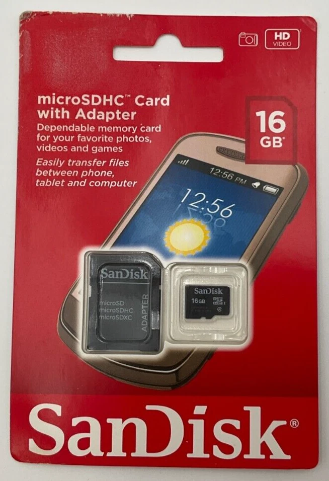 SanDisk 16GB microSDHC Memory Card with Adapter SDSDQ-016G-A46A *NEW* - Image 2 of 4