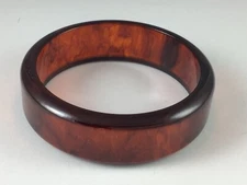 Vintage Bakelite Bangle Bracelet Marbled Root Beer Simichrome Tested