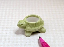 Miniature Wee Green Ceramic Turtle Planter, 1 1/8" Long: DOLLHOUSE 1:12 Scale