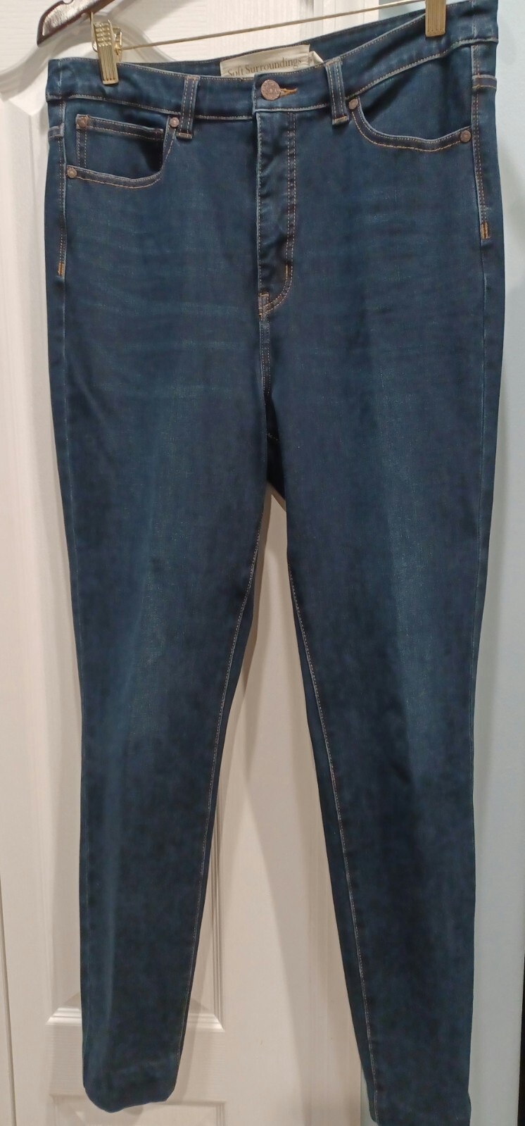 Pantalon Skinny Femme Soft Surroundings Taille TL - Vert, Tissu Coton Mixte