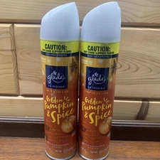 2 Pack Glade Air Freshener Spray Limited Edition Golden Pumpkin & Spice 8.3 OZ