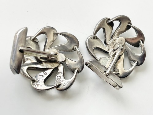 Vintage Mexican Silver Sterling Inlaid Turquoise Cufflinks Large 1” Hallmarked - Picture 3 of 11