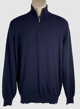 Brunello Cucinelli Men's Blue Cashmere Quarter-Zip Sweater Size 54