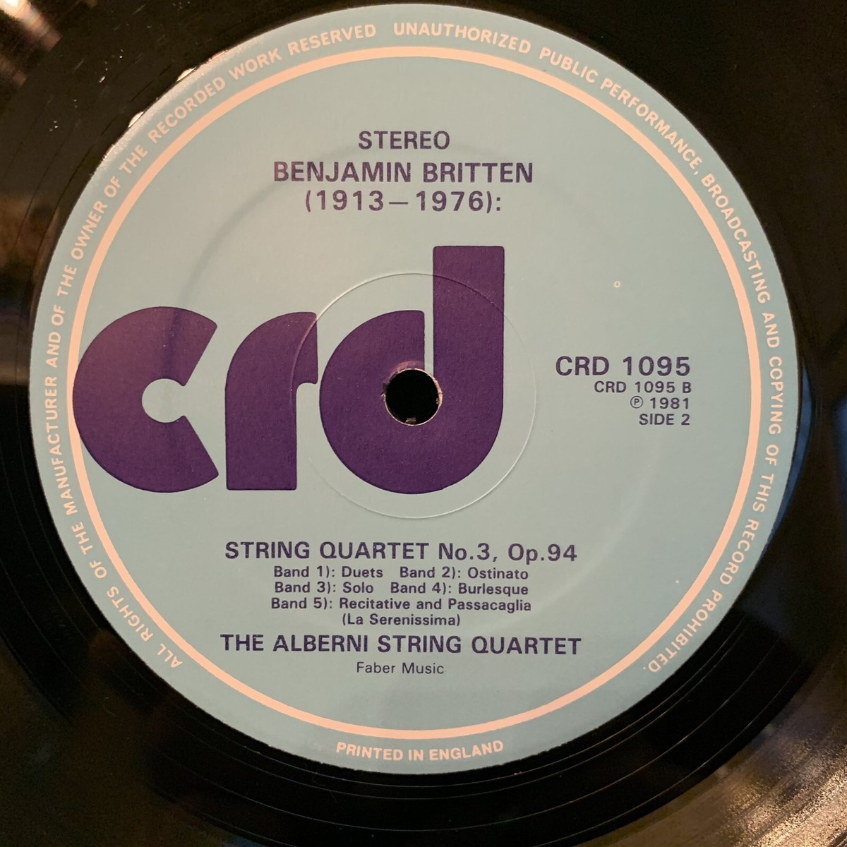 BRITTEN String Quartets #2 & 3 - ALBERNI QUARTET - CRD ST LP