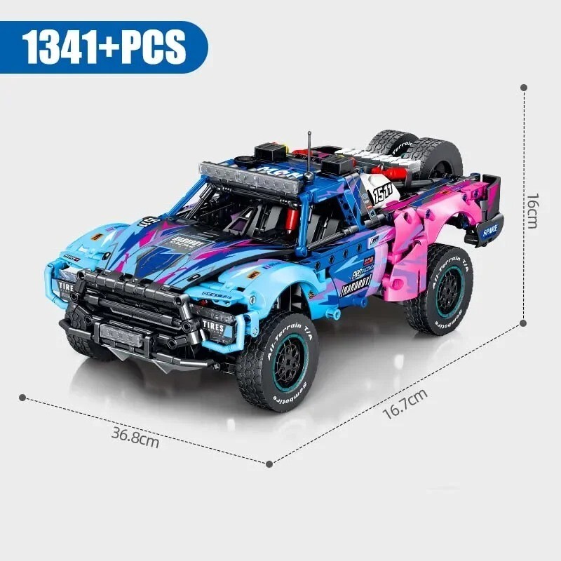 1341Pcs Colorful Motor Racing Car Building Blocks 1:14 Scale Conqueror Off-road