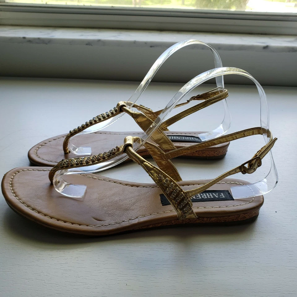 Sandálias de ouro metálico Fahrenheit com cristais de strass alça no tornozelo - Imagem 2 de 4