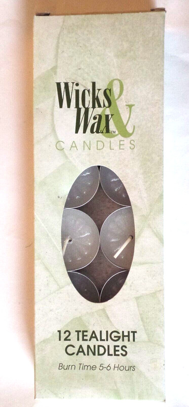 New Vintage WICKS & WAX CANDLES 12 Tealight Candles Made in USA