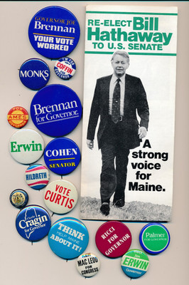 17 Different Maine ME campaign buttons/brochure