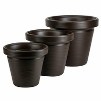 Howhomely Pflanzgefäß 3Er Set PflanzküBel Blumentopf Braun Pflanztopf Geriffelt