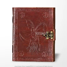 Medieval Genuine Leather Journal Diary Parchment Paper Notebook Red Moon Fairy