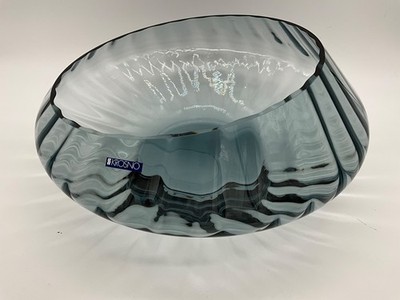 MCM KROSNO large gray fluted centerpiece bowl- 14''