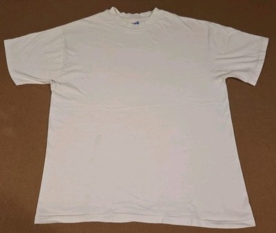 Vintage 90s Hanes Beefy-T Single Stitch Shirt Mens Medium White Made USA Blank