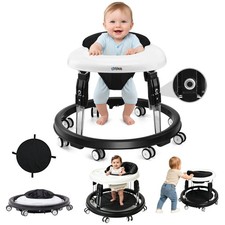 Foldable Baby Walker with Wheels  Height Adjustable for Infant Boys Girls 6-18M