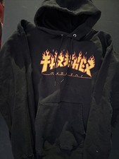 Thrasher Black Godzilla Flame hoodie