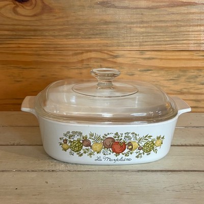 VTG CorningWare La Marjolaine 2 Quart Casserole Dish A-2-B with Pyrex Lid A-9-C