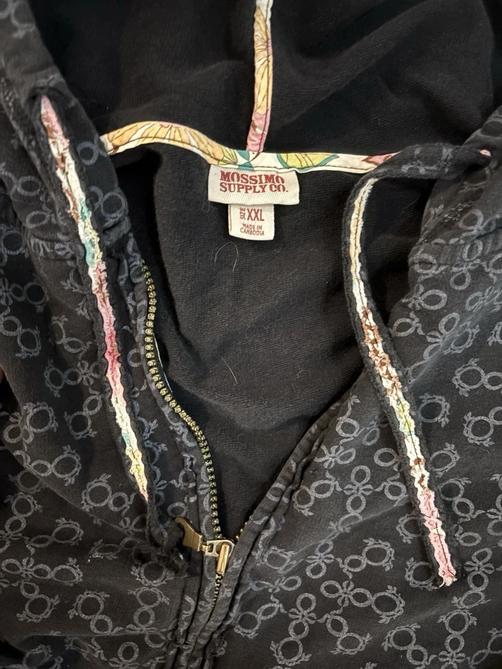 Sudadera con capucha para mujer Y2K Grunge Mossimo con cremallera XXL negra ajustada manga larga Foto 2 de 2