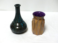 Set of 2 Hand Painted Glass Vases by San Diego California Artist LOT