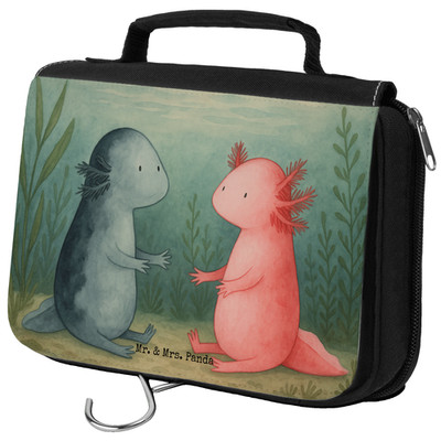 duschbeutel Axolotl Liebe Design - Geschenk Toilettentasche Kulturtasche Lurch