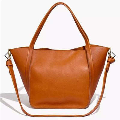 Madewell Sydney Tote Shoulder Bag English Saddle Brown Leather Tote Crossbody