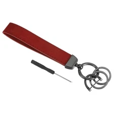 1 Pcs Leather Wristlet Keychain with Key Ring and D Ring Dark Brown/Wine Red